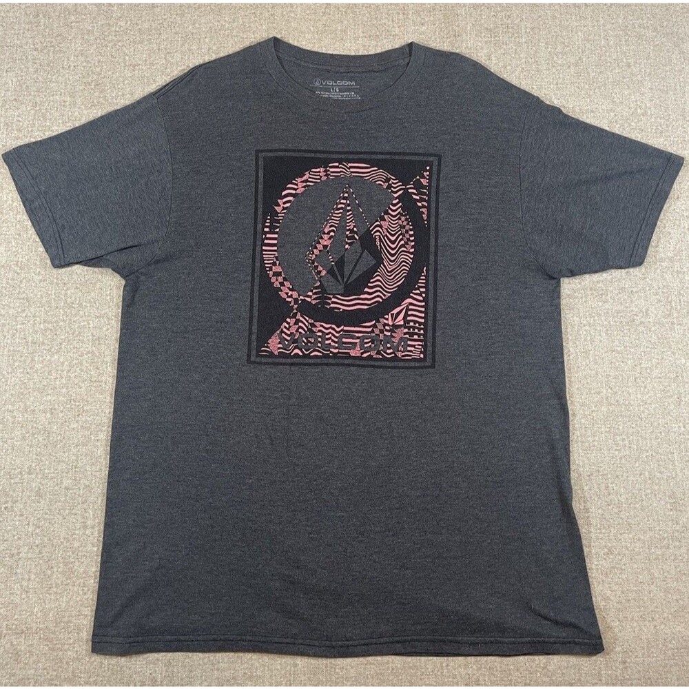 Volcom Men's T-Shirt Stone Graphic Logo V.co- tech Gray Short Sleeve Tee Large